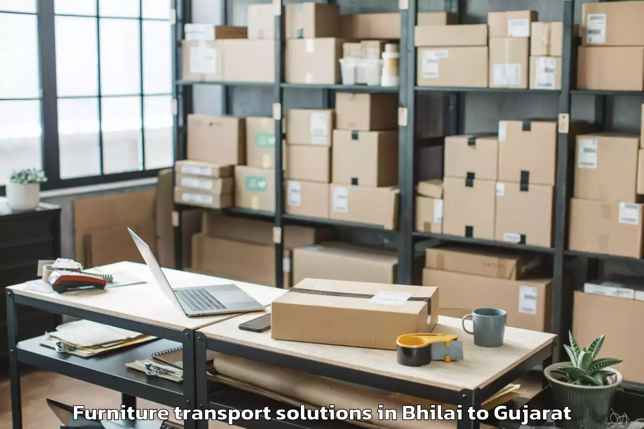 Trusted Bhilai to Sarkhej Furniture Transport Solutions